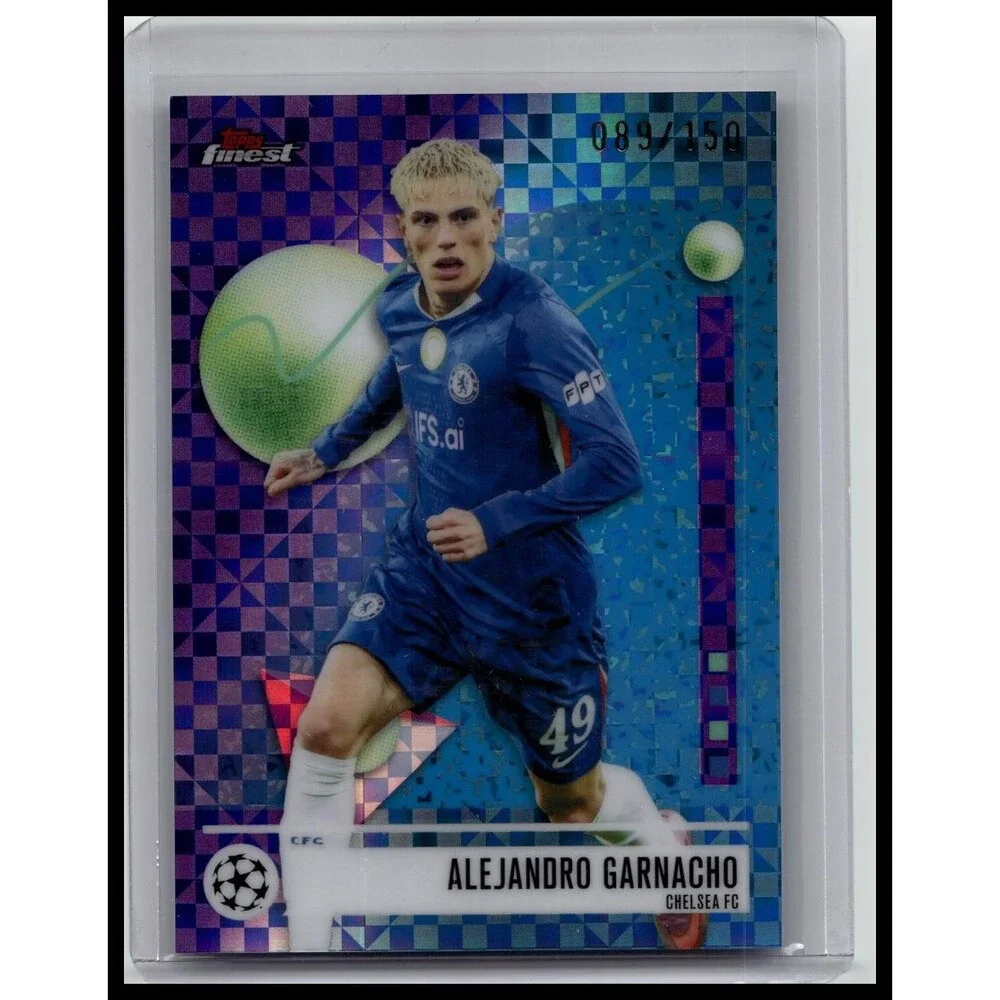 2025-26 Finest UEFA Alejandro Garnacho #84 Purple Checkerboard Refractor #/150